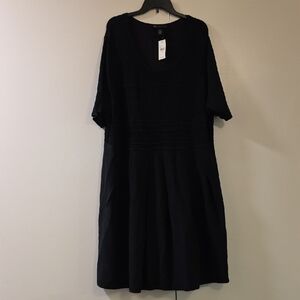 Lane Bryant 26/28 Black Midi Dress with Texture